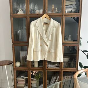 Vintage Cream Double-Breasted Women's Blazer